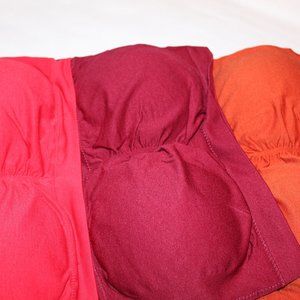 PLUS BASIC SEAMLESS PADDED BANDEAU 3 PIECE SET(REDS)